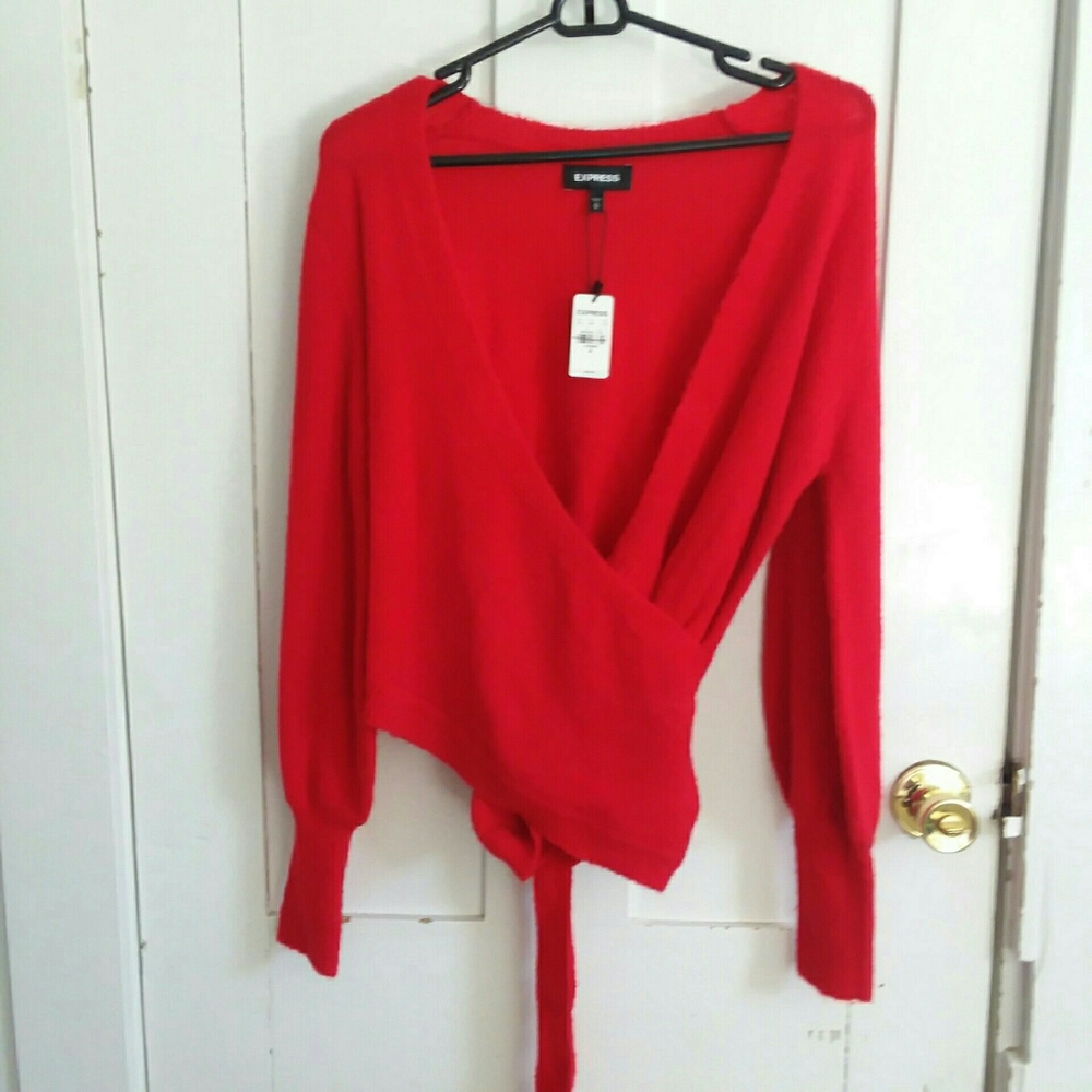 NWT EXPRESS Red Wrap Sweater - Picture 11 of 11